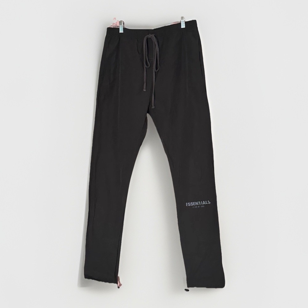 Fear of God ESSENTIALS Track Pants Black Nylon Drawstring Joggers Men's M